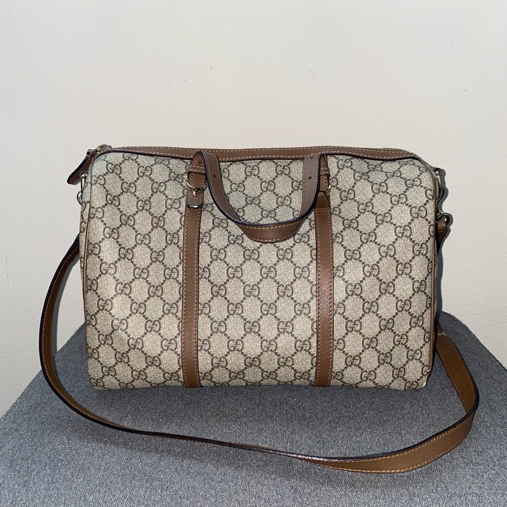 Authentic Gucci Joy Boston Bag GG Coated Canvas (Medium Size)
